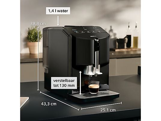 SIEMENS EQ.300 TF301E09 - Volautomatische espressomachine - Zwart - Afbeelding 4