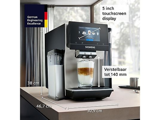 SIEMENS EQ700 Integral TQ713R03 - Volautomatische espressomachine - RVS - Afbeelding 3